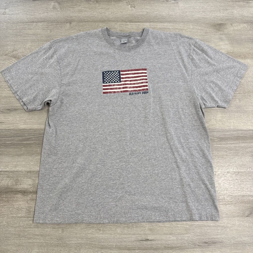 Old Navy Shirt 2004 American Flag Men’s Gray 2XL Vintage Y2K Cotton Blend